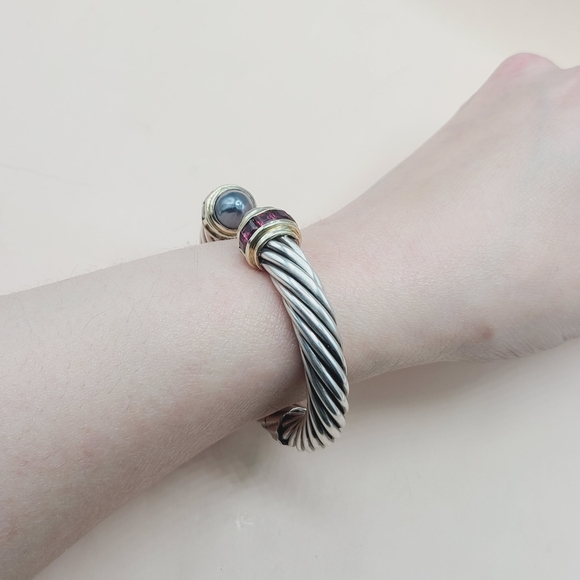 David Yurman 10mm Renaissance Hematite Rhodolite Garnet with Gold - Picture 8 of 9